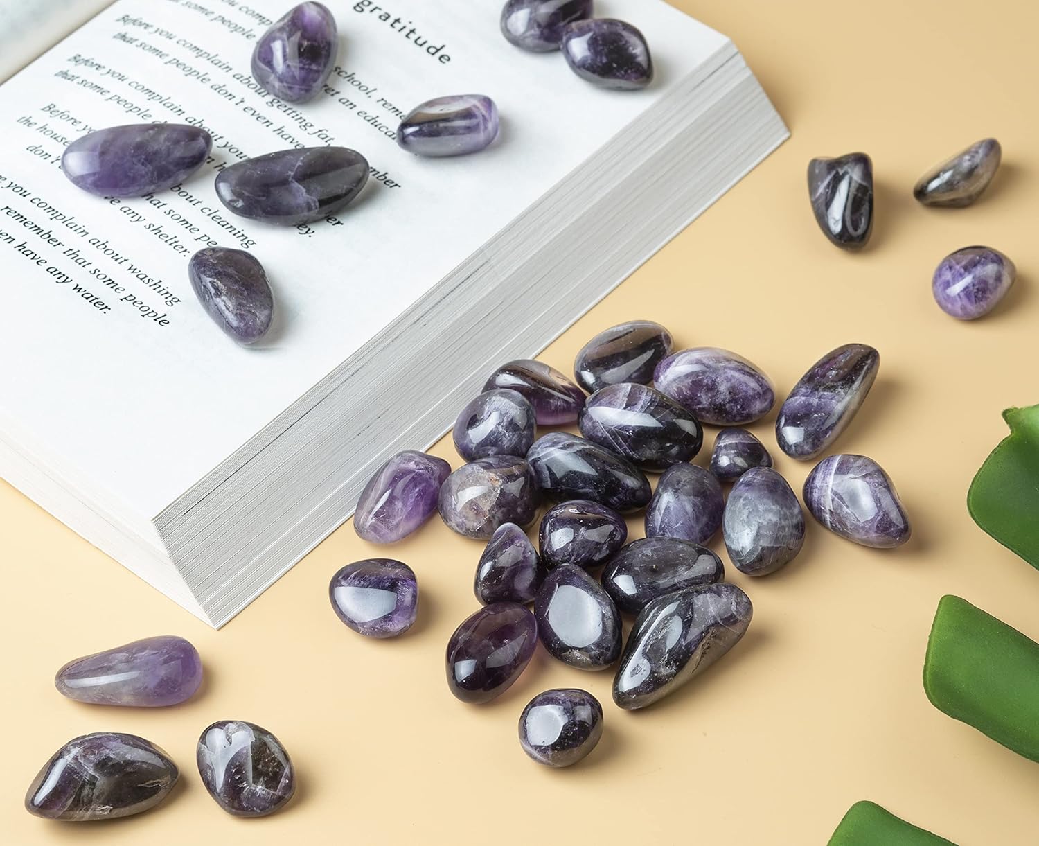 ZAICUS Piedras pulidas de amatista de 1 libra y cristales de forma irregular a granel para relleno de jarrón, piedras de la suerte, fabricación de