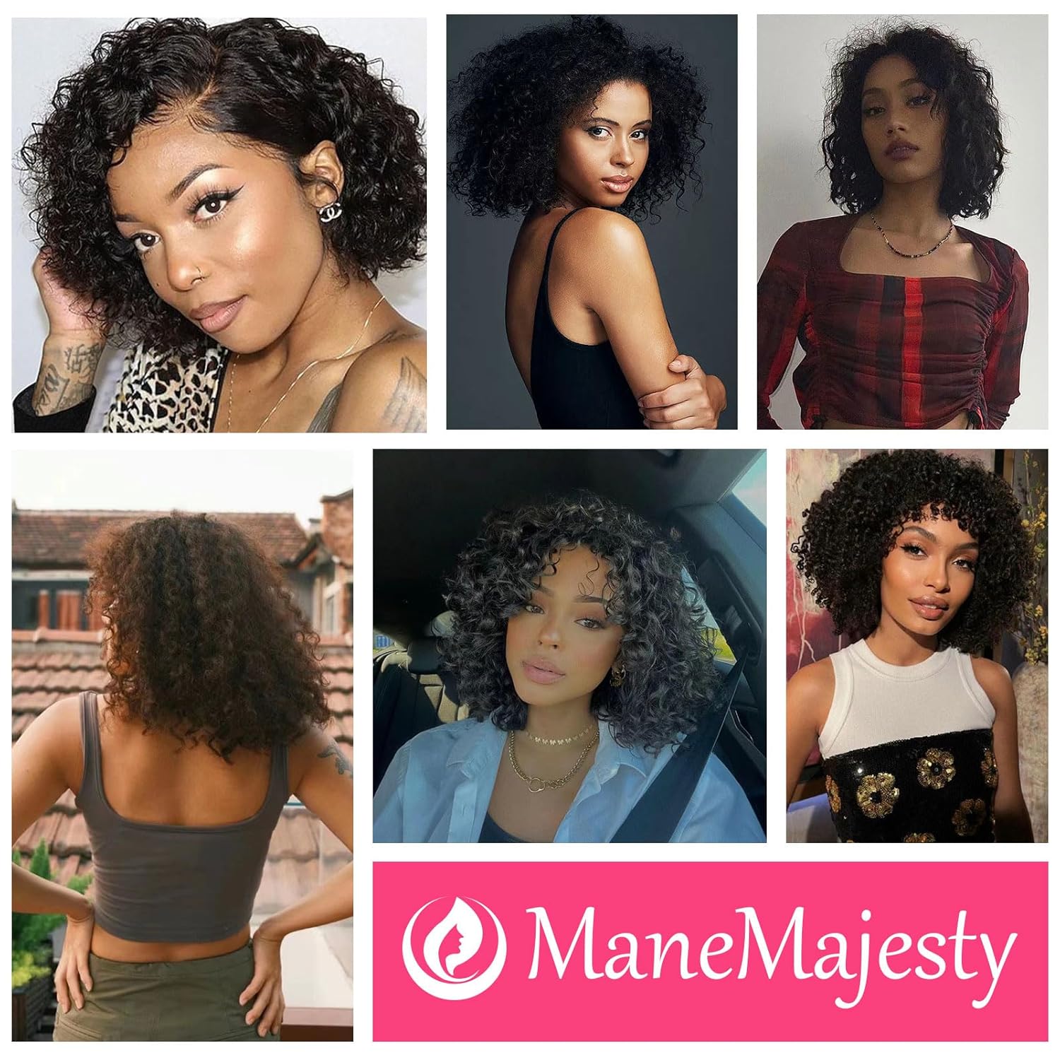 Pelucas de cabello humano corto y rizado para mujeres negras, peluca rizada profunda, sin pegamento, parte lateral, encaje frontal, 100% cabello