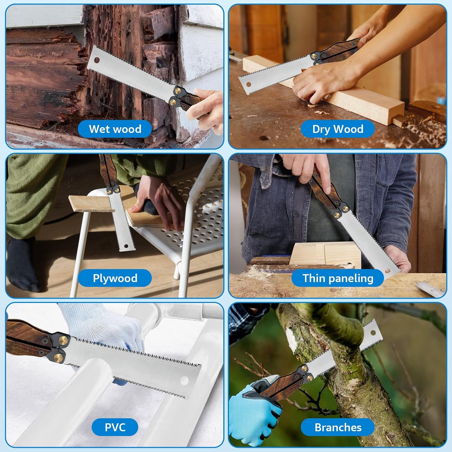 Loyala Sierra de mano de 5.9 pulgadas, mini sierra plegable japonesa, sierra para carpintería con doble borde SK85 para madera húmeda y seca, sierra