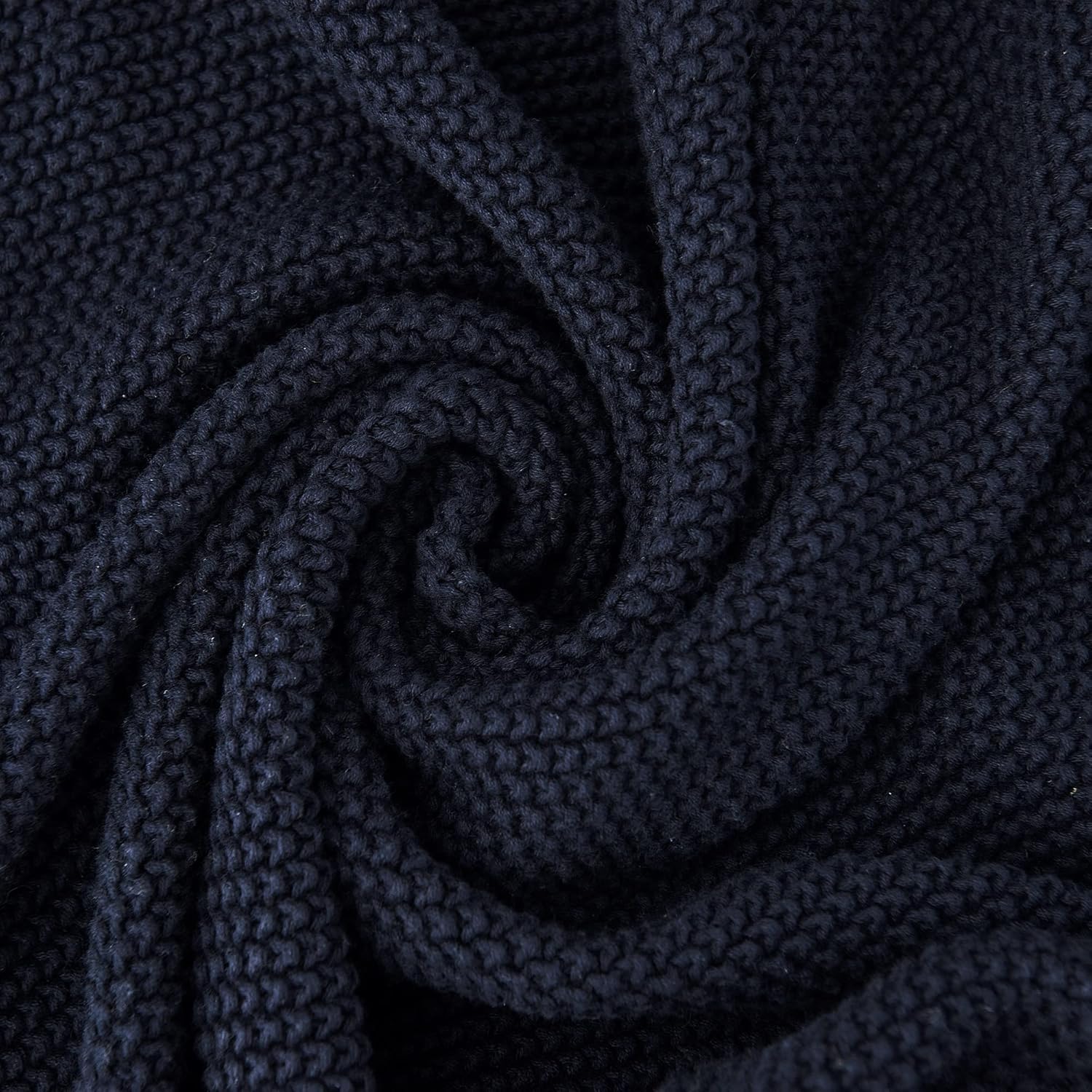 Longhui bedding Manta de punto trenzado de algodón azul marino oscuro para sofá, cama, manta ligera decorativa para el hogar, bolsa de lavado