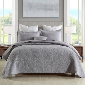 mixinni Juego de edredón de algodón suave con patrón de palmera gris para él y ella, tamaño Queen mixinni Juego de edredón de algodón suave con patrón de palmera gris para él y ella, tamaño Queen