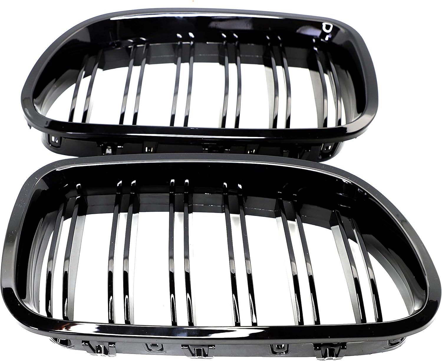 Parrilla frontal F10 F18 compatible con BMW 5 Serie F10 F11 F18 M5 2010-2017, (juego de 2 rejillas dobles negras brillantes)