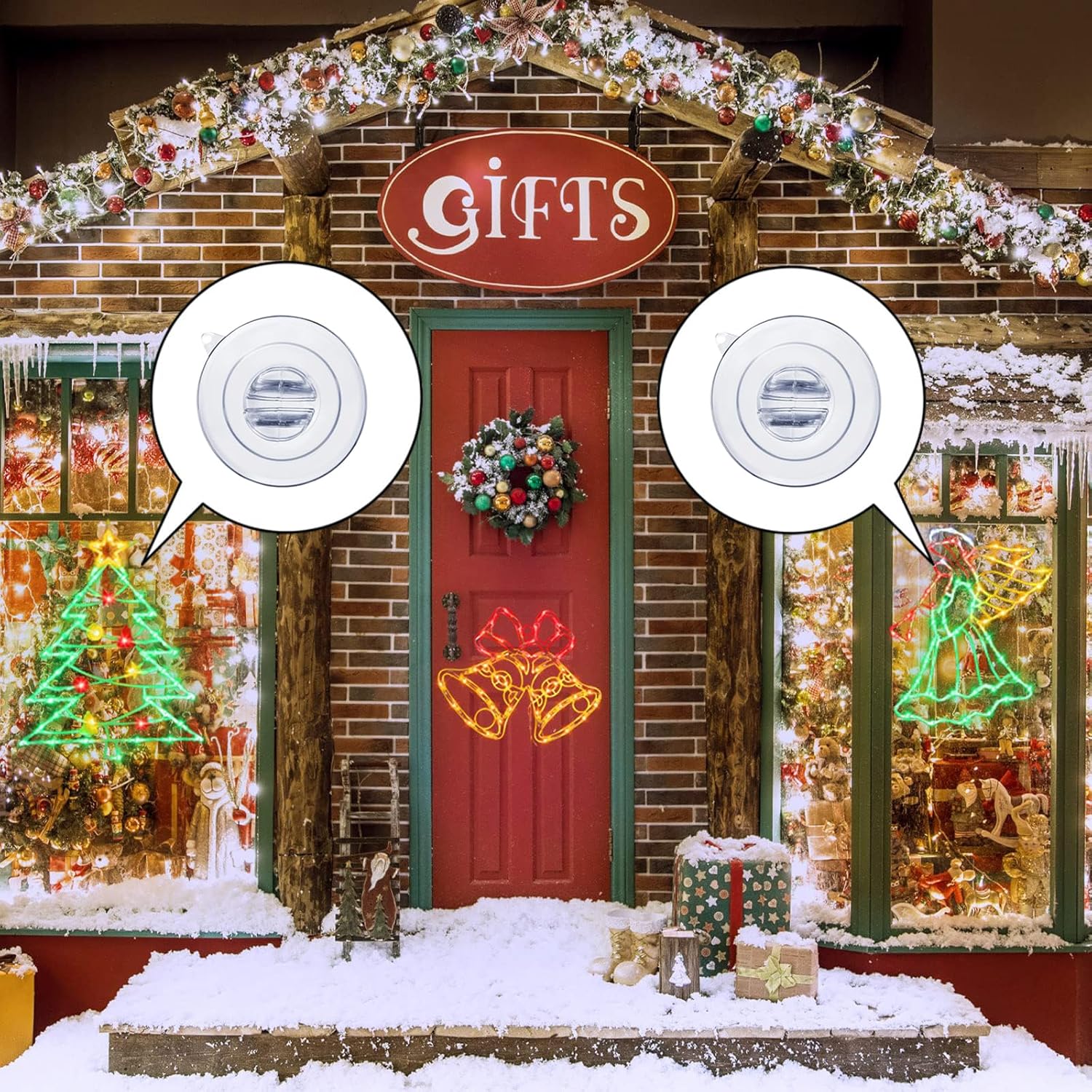Profully 100 ventosas de cadena de luces de Navidad, mini soporte de ventosa de luz navideña, colgar luces de Navidad, ganchos para colgar tiras de