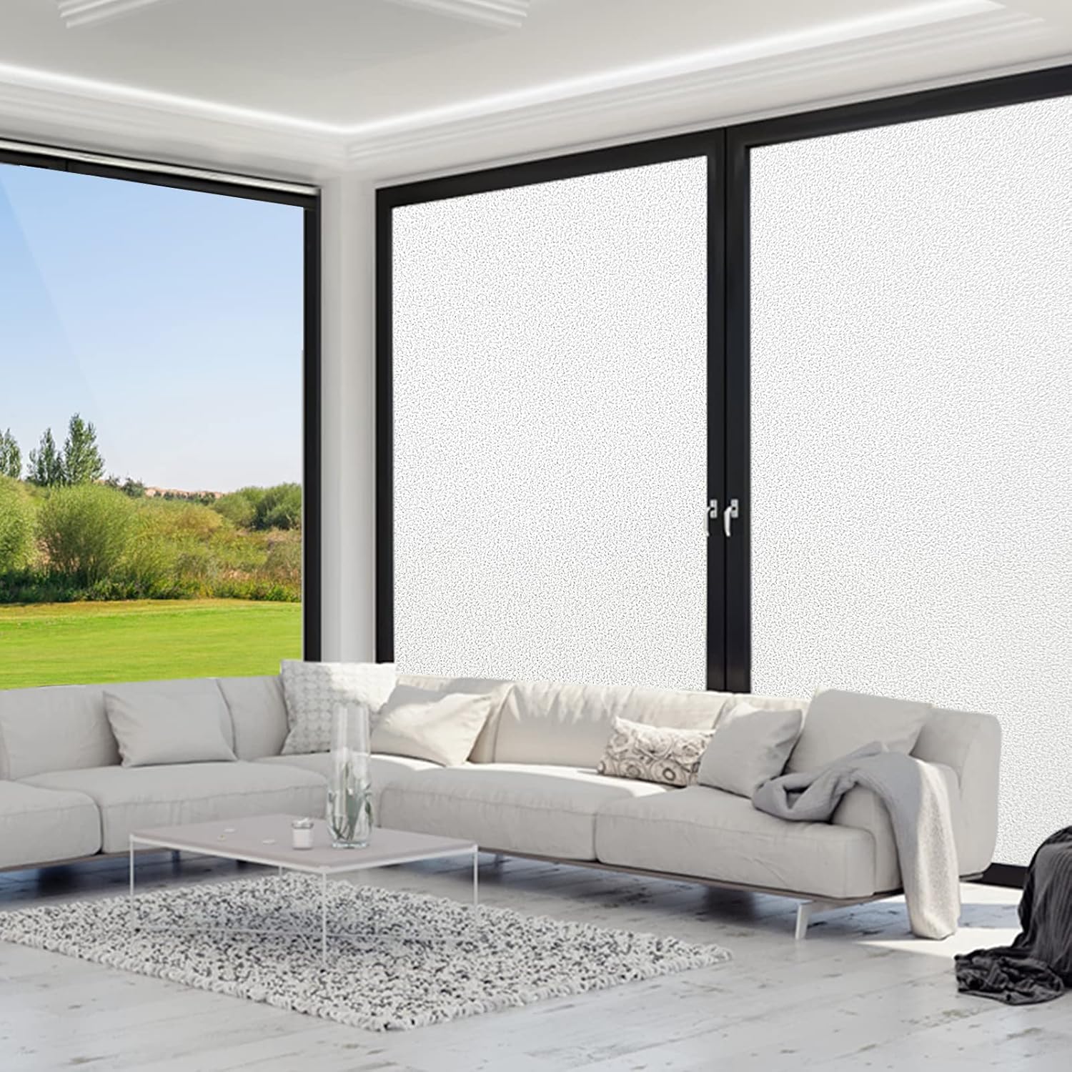 Coavas Película de privacidad para ventana, vidrio esmerilado, película de teñido de ventana con bloqueo de calor, para el hogar, no adhesiva,