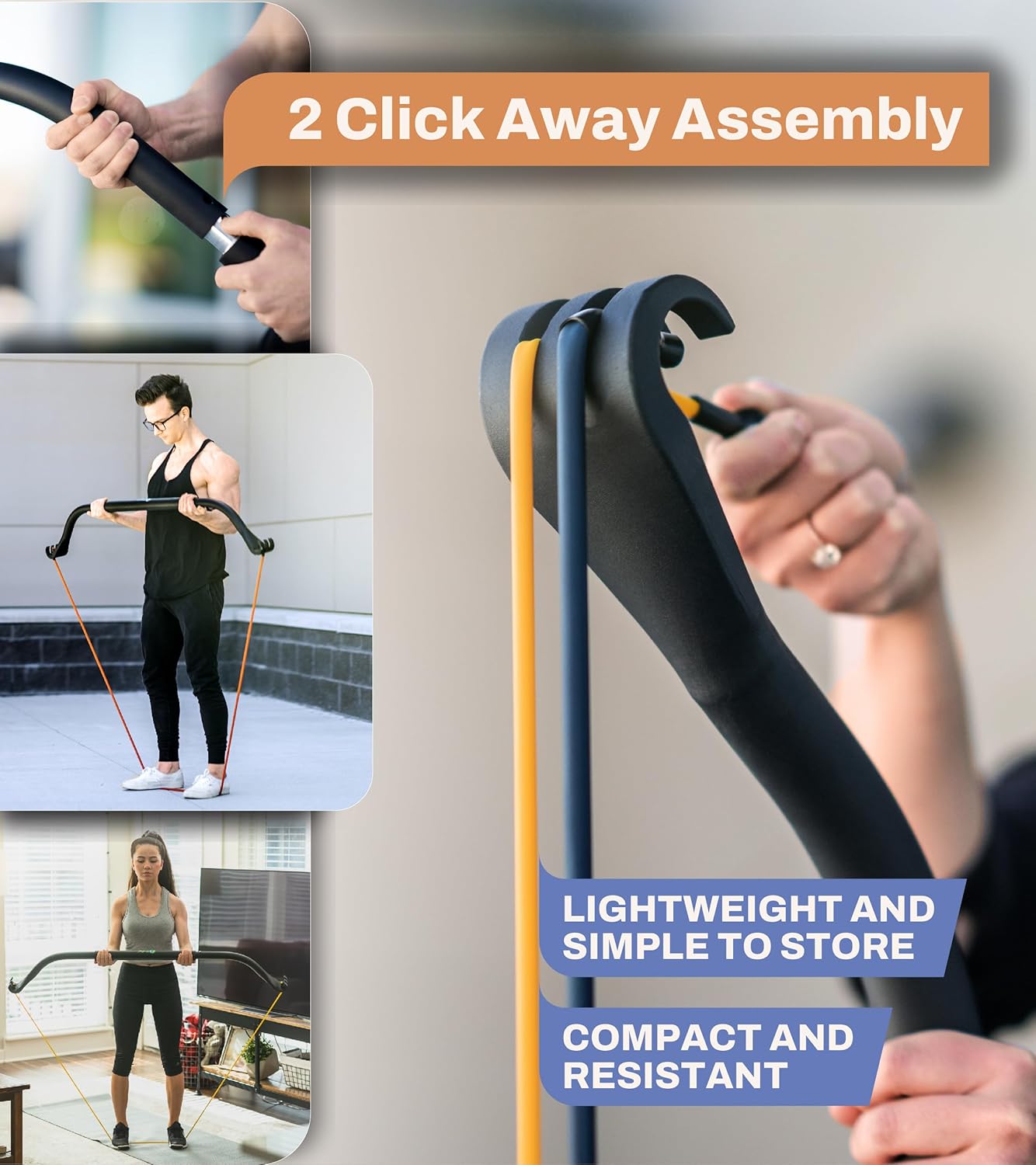 NYPOT- Workout Bow & Portable Home Gym Equipment – Resistance Bands with Bar for Home Workout Equipment Men & Women All in One Gym for Strength