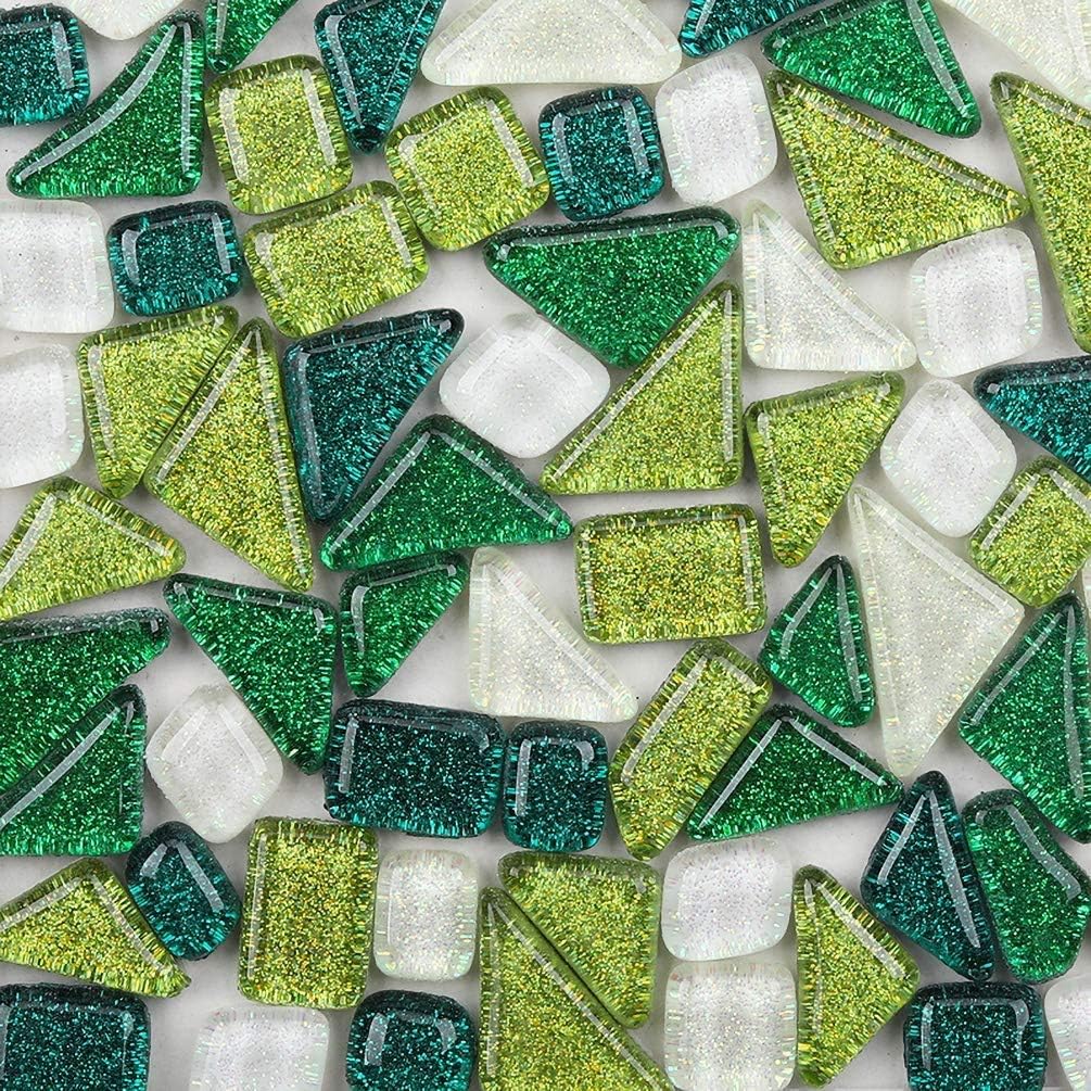Azulejos de mosaico de colores mixtos de 7.05 oz brillantes piezas de mosaico de cristal de colores brillantes vidrieras a granel formas surtidas