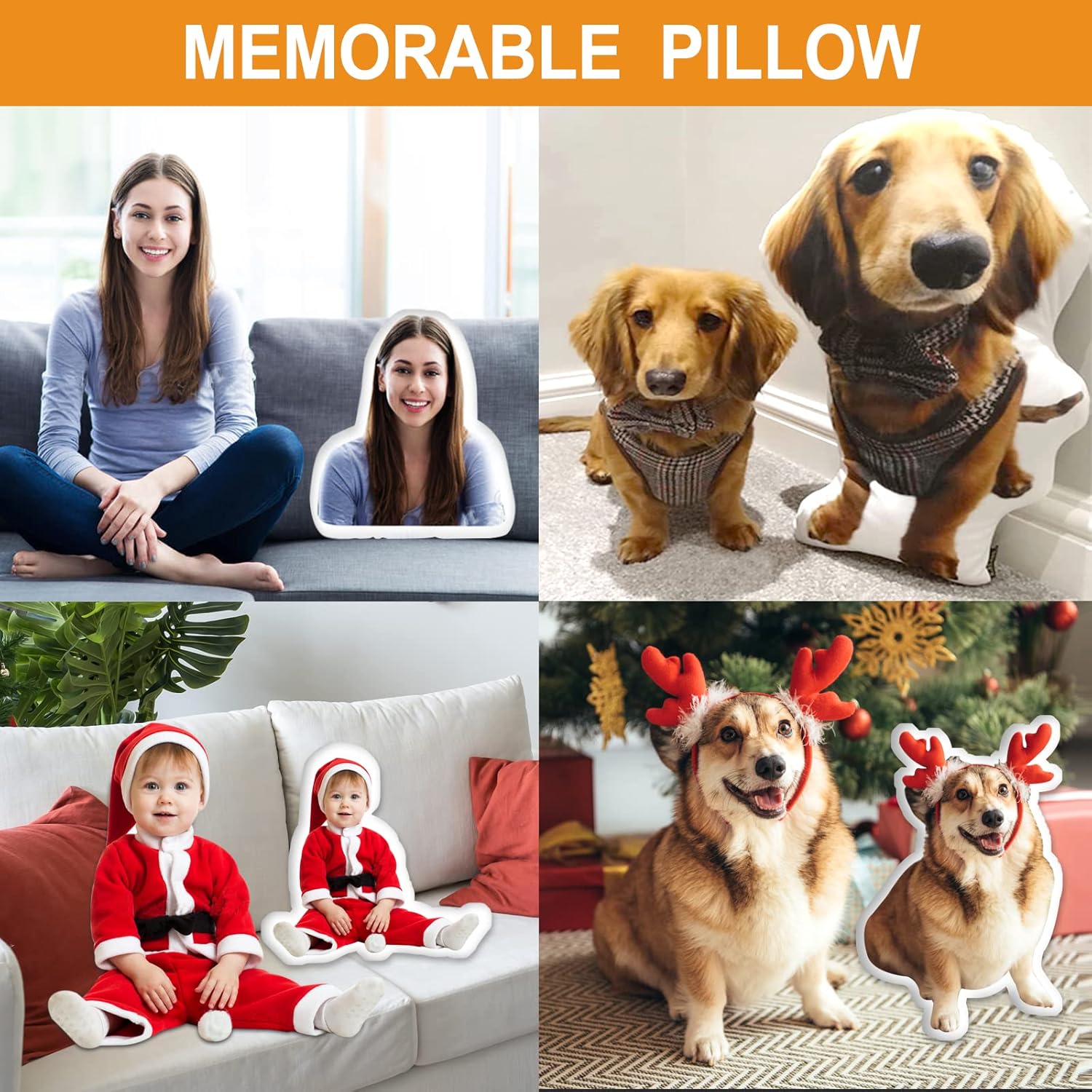 Almohada con foto personalizada, almohada personalizada para mascotas para Navidad, Acción de Gracias, Día de San Valentín, Halloween, bonito regalo
