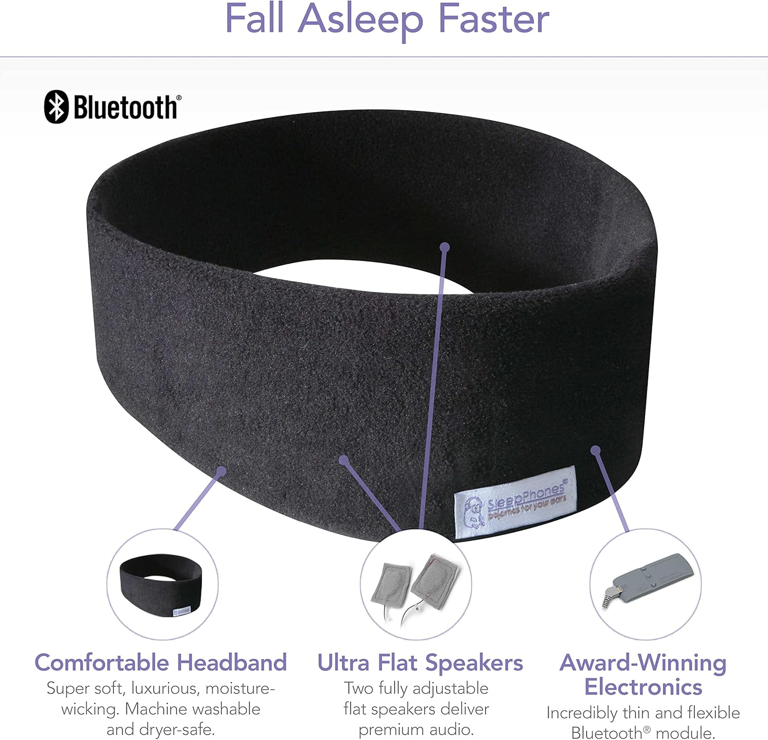 SleepPhones AcousticSheep V8 – Auriculares inalámbricos para dormir, batería de 24 horas, auriculares Bluetooth originales y cómodos para dormir