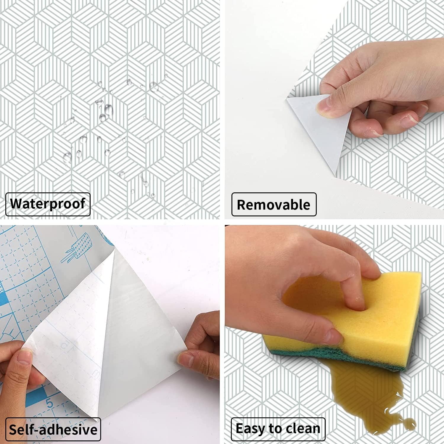 YAMANGU Papel tapiz geométrico extraíble para despegar y pegar, papel adhesivo autoadhesivo para reacondicionamiento de muebles y decoración del