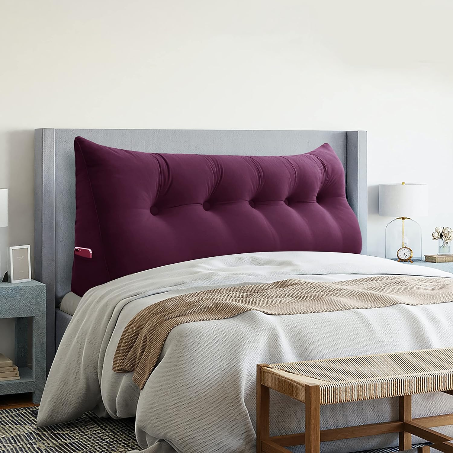 Almohada de cabecera de cuña para dormitorio, almohada de lectura para la espalda, soporte para sentarse en la cama, cojín lumbar, posicionamiento