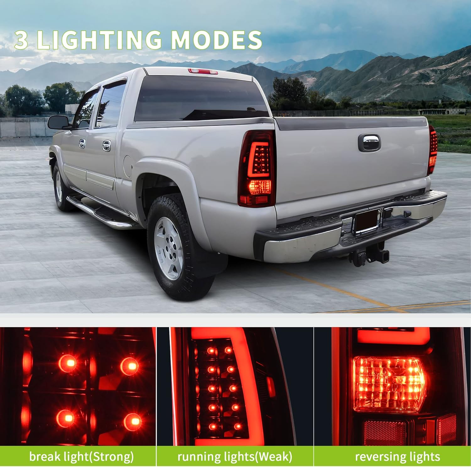 AUTOSAVER88 Conjunto de luz trasera LED compatible con Chevy Silverado 15001500HD25002500HD, Silverado 3500 2004-2006, Silverado 3500 2004-2006,