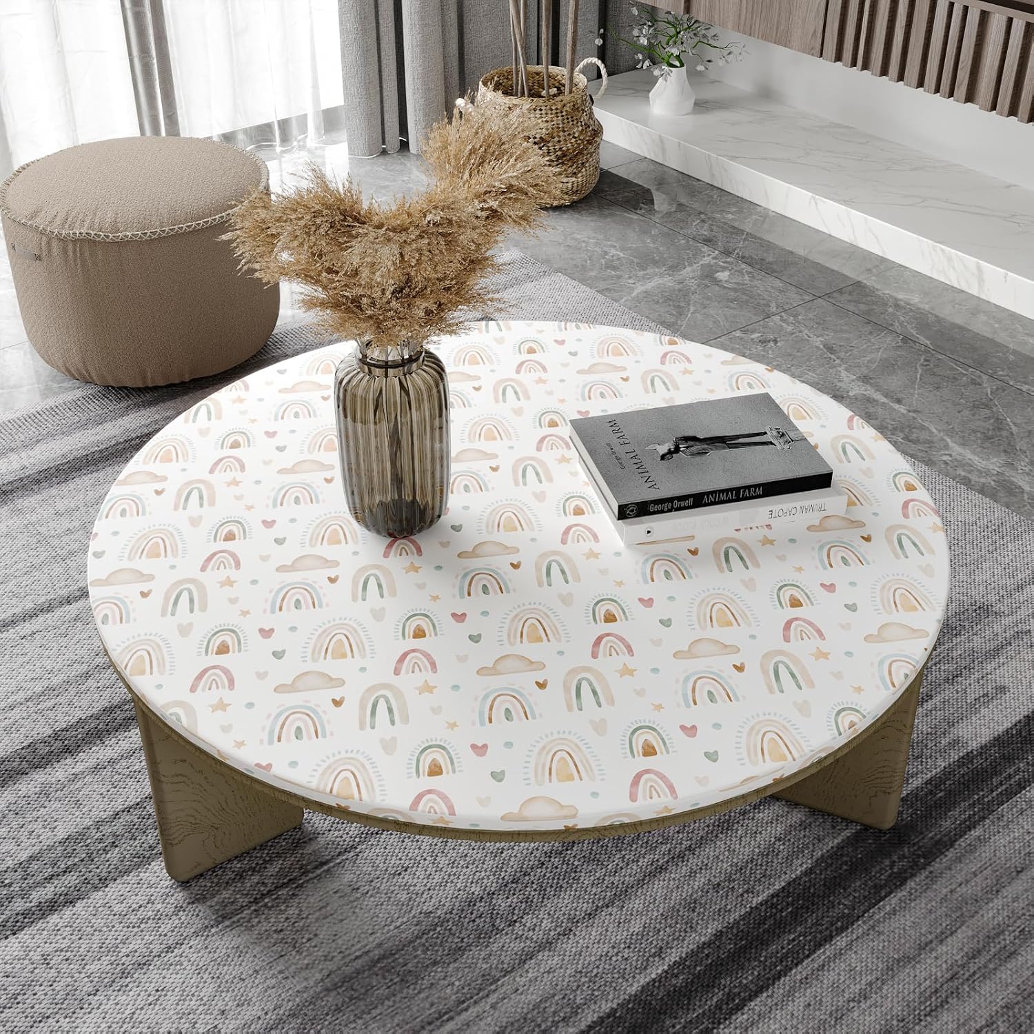 Papel tapiz bohemio con diseño de arco iris, diseño de acuarela, arcoíris, para niños, diseño de nube, corazón, estrella, extraíble, autoadhesivo,