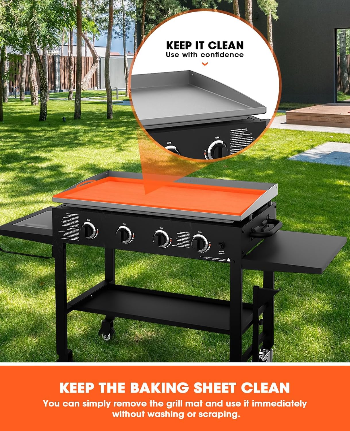 ANZOME Alfombrilla de silicona para parrilla  Cubierta protectora de grado alimenticio para plancha Blackstone de 36 pulgadas  Ideal para