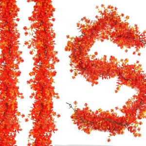 Hojas falsas de otoño, flores artificiales, guirnalda de otoño artificial colgante de eucalipto con flores, hojas de otoño sintéticas, guirnaldas de Hojas falsas de otoño, flores artificiales, guirnalda de otoño artificial colgante de eucalipto con flores, hojas de otoño sintéticas, guirnaldas de
