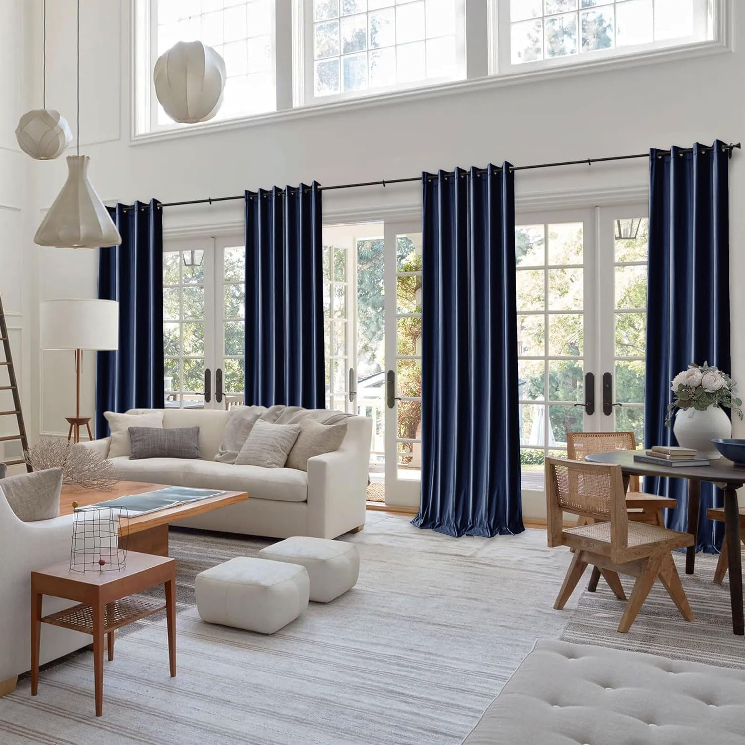 Cortinas de terciopelo de 132 pulgadas de largo, cortinas de oscurecimiento de habitación para ventanas altas y altas, paneles de ventana con