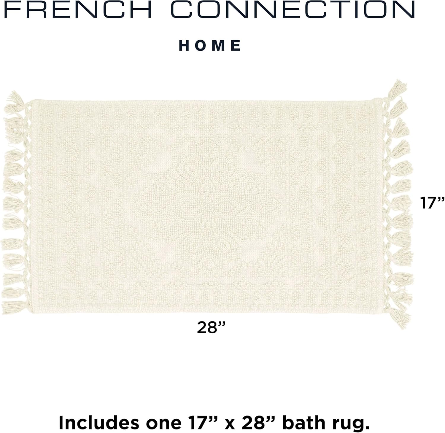 French Connection – Alfombra Nellore de baño con flecos