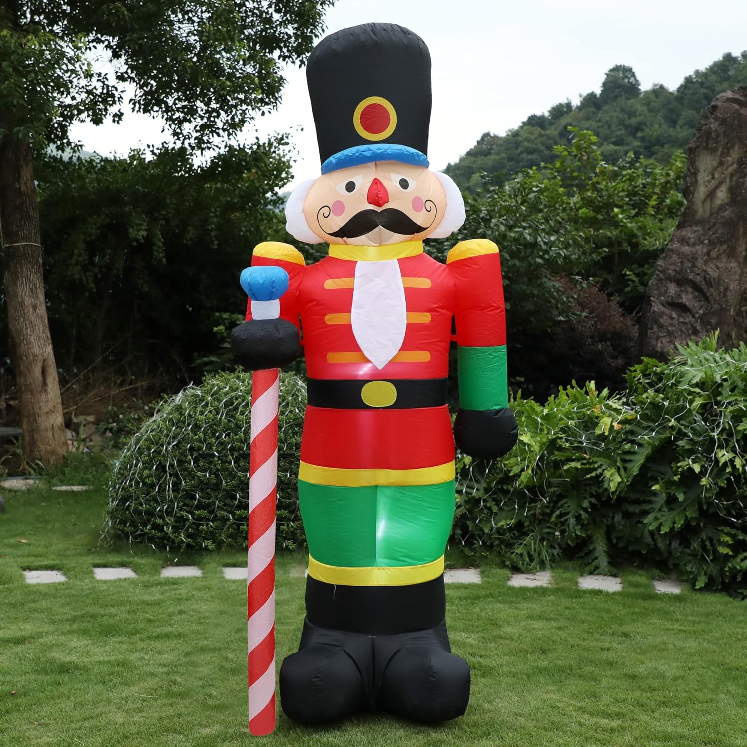 yofit Soldado de cascanueces inflable de Navidad de 8 pies para decoración al aire libre, decoraciones inflables de Santa Soldado con luces LED para