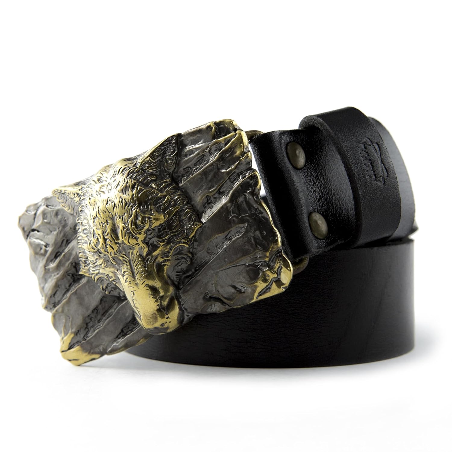 Casual leather belt with buckle Fenrir Wolf, Handmade Old Norse Scandinavian viking mithology werewolf solid brass belt buckle on leather belt