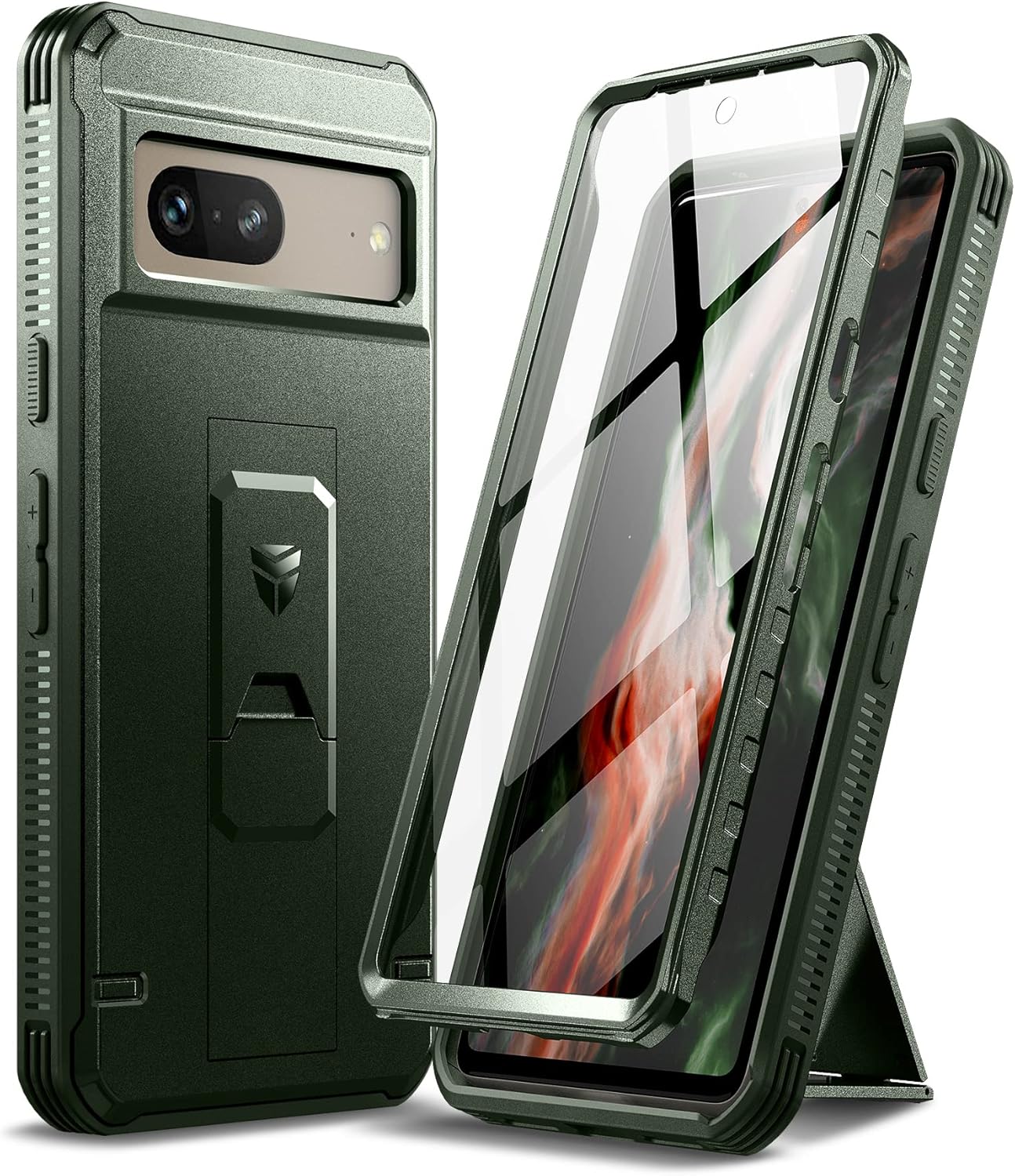 Dexnor Funda de cuerpo completo para Google Pixel 7, protector de pantalla y soporte integrados resistente protección de grado militar a prueba de