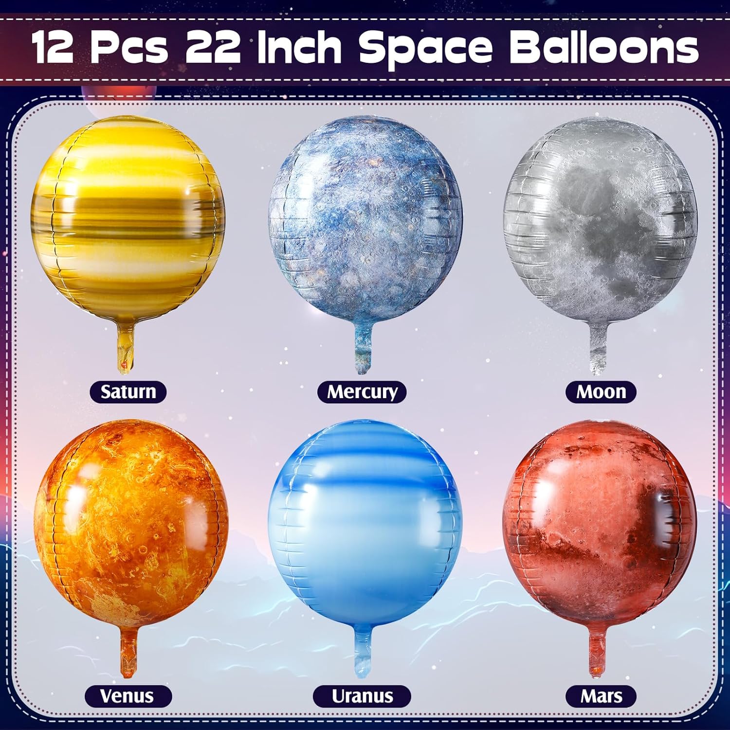 12 globos espaciales de 22 pulgadas, globos grandes de planeta de galaxia 4D, globo de mapa del mundo, globos inflables de la Tierra, espacio