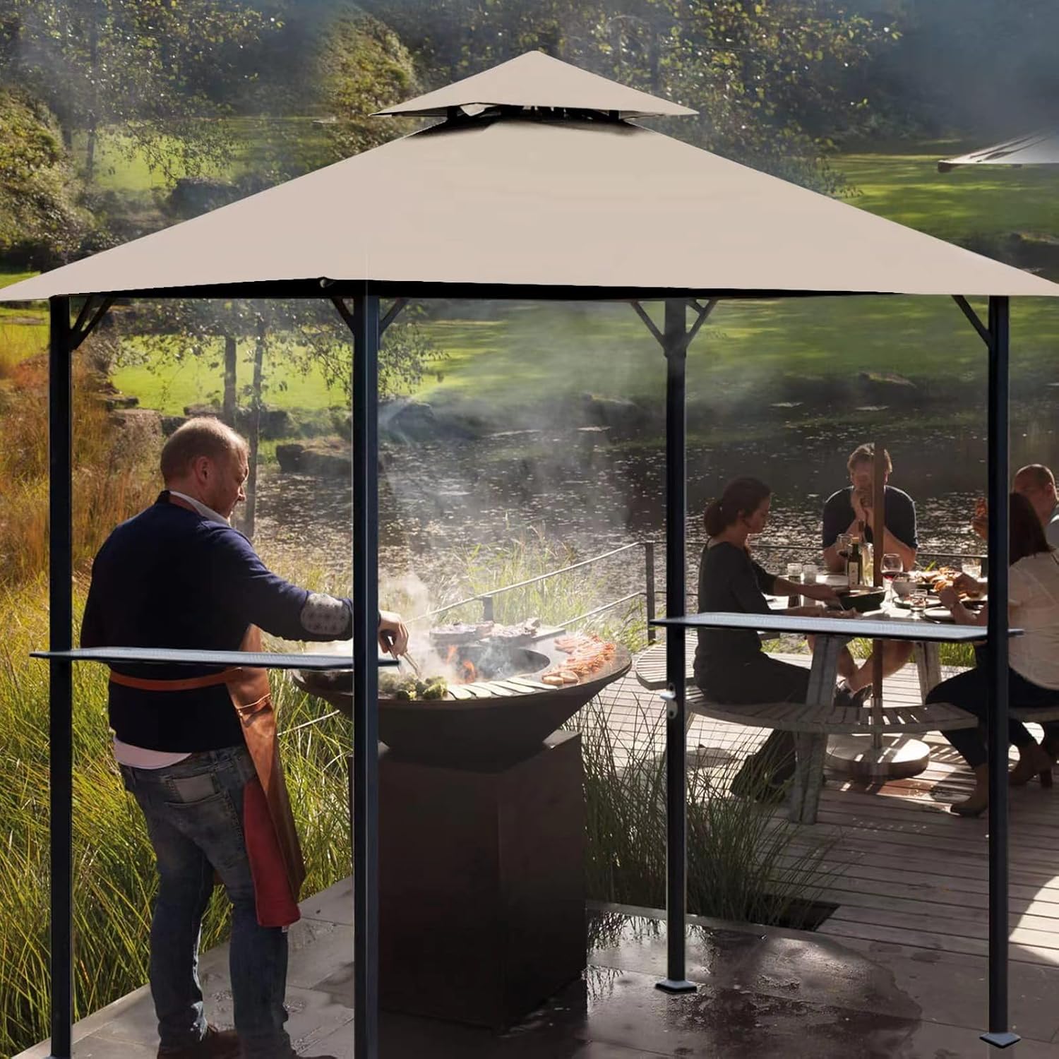 Toldo de repuesto para kiosco de 8 x 5 pies, cubierta superior de repuesto para toldo de repuesto, toldo de repuesto de doble nivel, parte superior