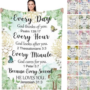 12 unidades de regalos cristianos para mujeres, manta de versículo de fe bíblica, mantas religiosas para iglesia para el día de la madre (50 x 60 12 unidades de regalos cristianos para mujeres, manta de versículo de fe bíblica, mantas religiosas para iglesia para el día de la madre (50 x 60