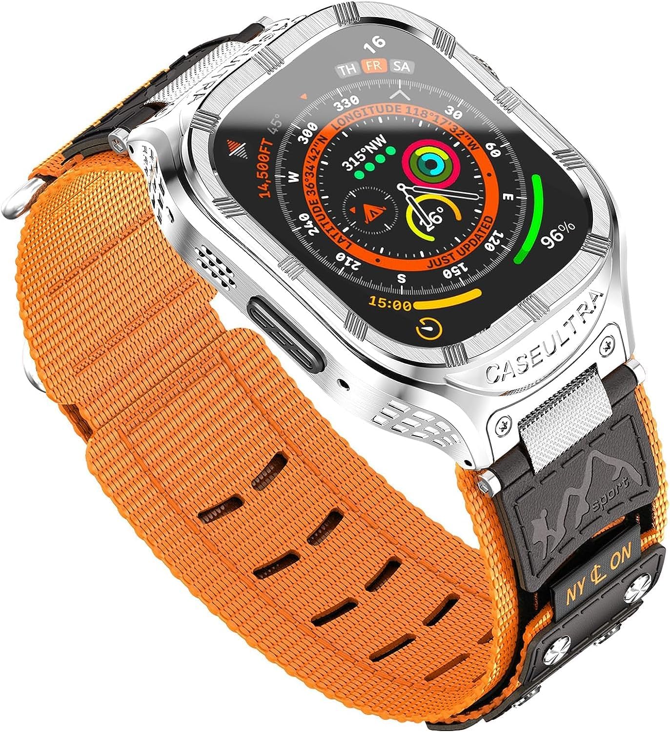 Caseultra Correa deportiva de nailon compatible con Apple Watch Band de 1.732 pulgadas1.654 pulgadas, correa militar extra ancha para hombres,