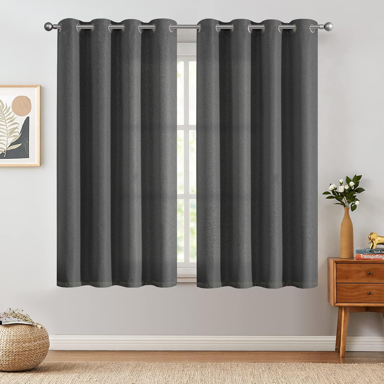jinchan – Cortina oscurecedora con textura de lino, de 72pulgadas de largo, con aislamiento térmico y ojales, para sala de estar y dormitorio,