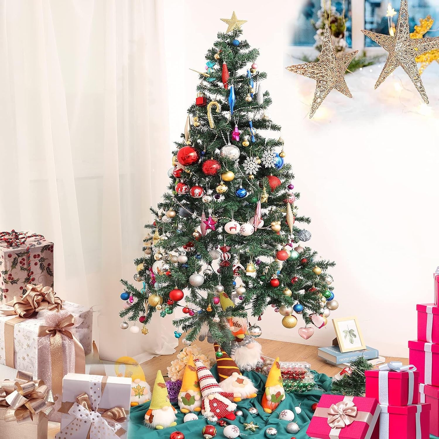 Bolas de Navidad para decoración de 160 piezas (1.18 pulgadas), colgante de Navidad para árbol de Navidad, bola de decoración festiva de boda (rojo)