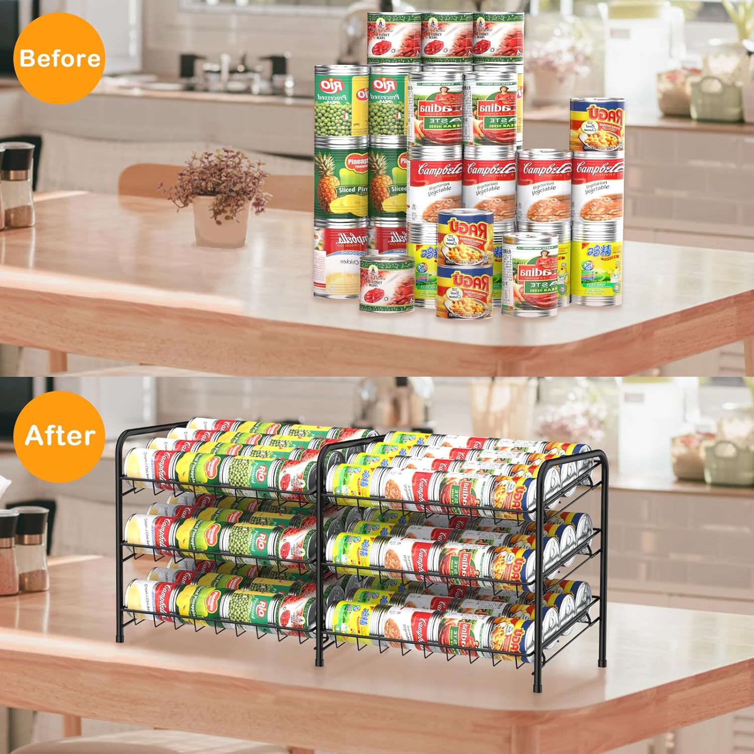Organizador de latas, estante de almacenamiento de latas, organizadores de latas y almacenamiento para despensa, dispensador apilable de