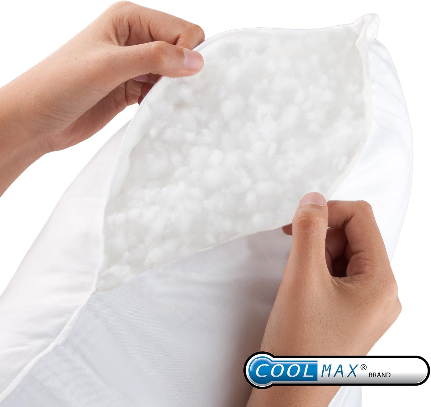 BioPEDIC CoolMax Lujosa almohada de cama de 400 hilos, paquete de 2 unidades, estándarQueen, color blanco