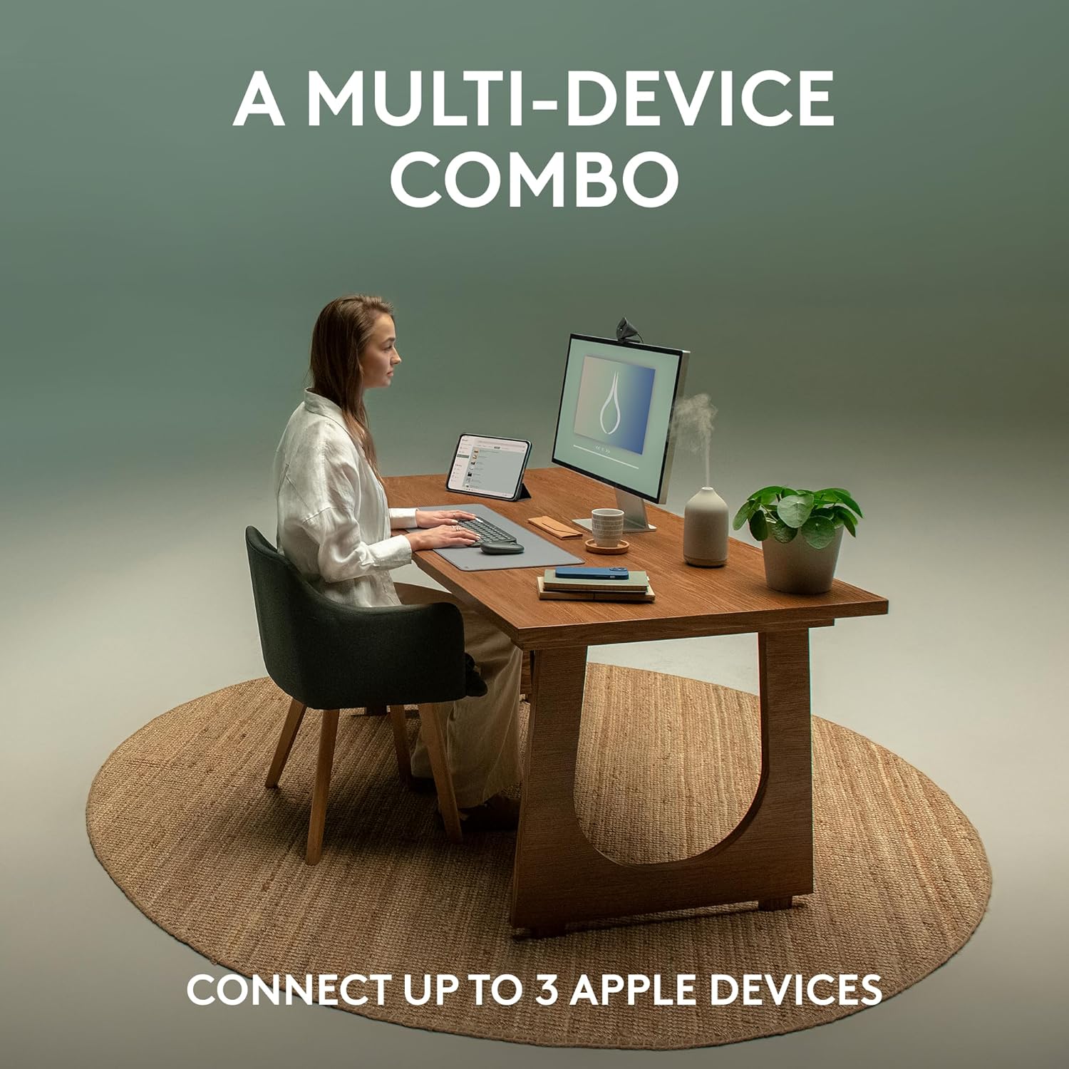 Logitech Pebble 2 Combo para Mac, teclado y mouse inalámbricos, delgado, silencioso y portátil, personalizable, mouse y teclado Bluetooth, fácil de