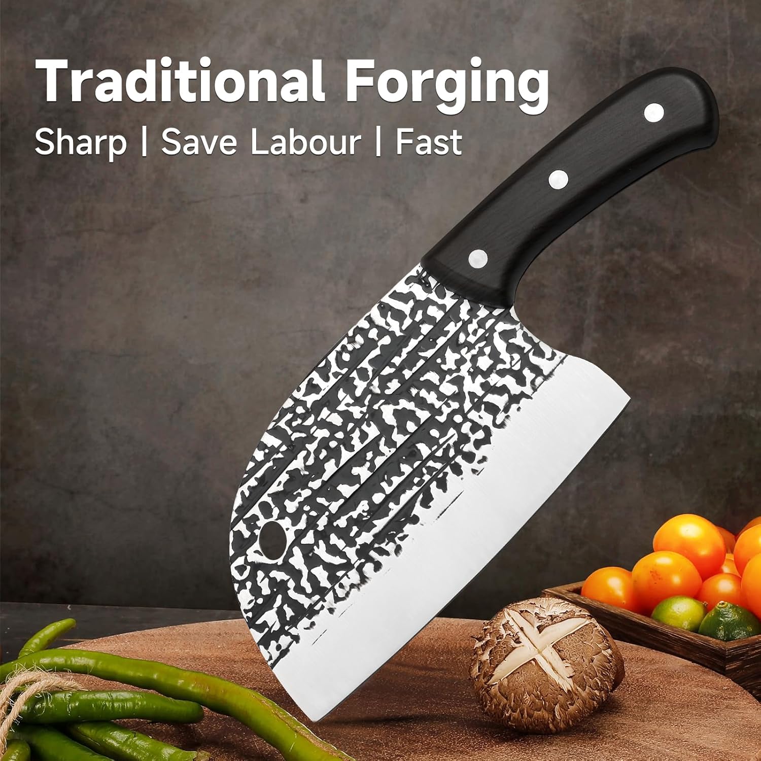 Cuchillo de carnicero profesional serbio – Cuchillo de carnicero para carne de 6 pulgadas, acero inoxidable al carbono