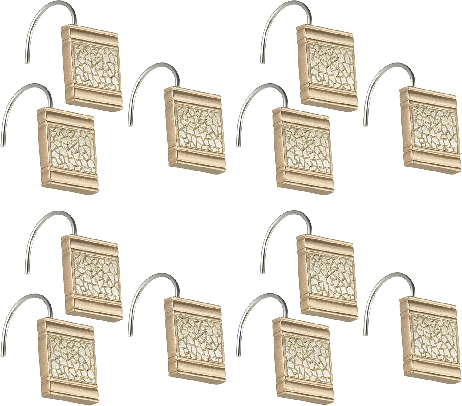 Zahari Home Sinatra – Ganchos para cortina de ducha, paquete de 12 unidades, decoración moderna para baño, color champán