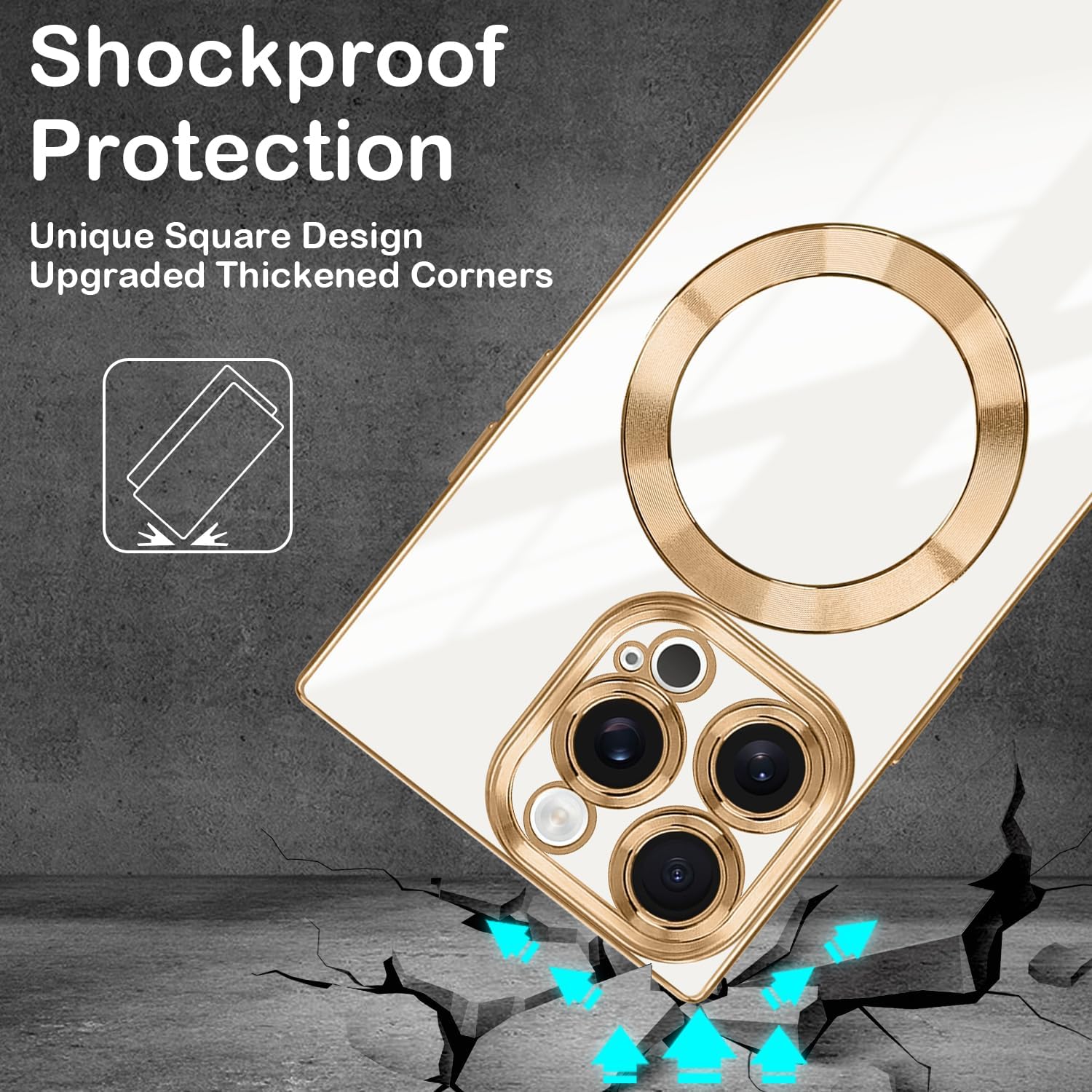 PSIOXY Funda magnética cuadrada para iPhone 15 Pro compatible con Magsafe compatible con carga inalámbrica protección a prueba de salpicaduras TPU