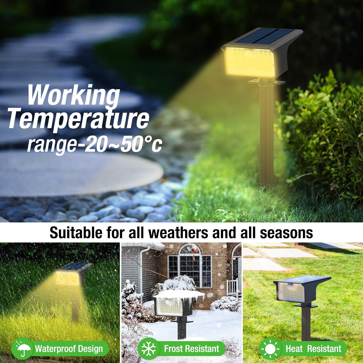 nipify Focos solares con sensor de movimiento para exteriores, 6 unidades62 LED3 modos de sensor de movimiento, luces para exteriores, focos solares