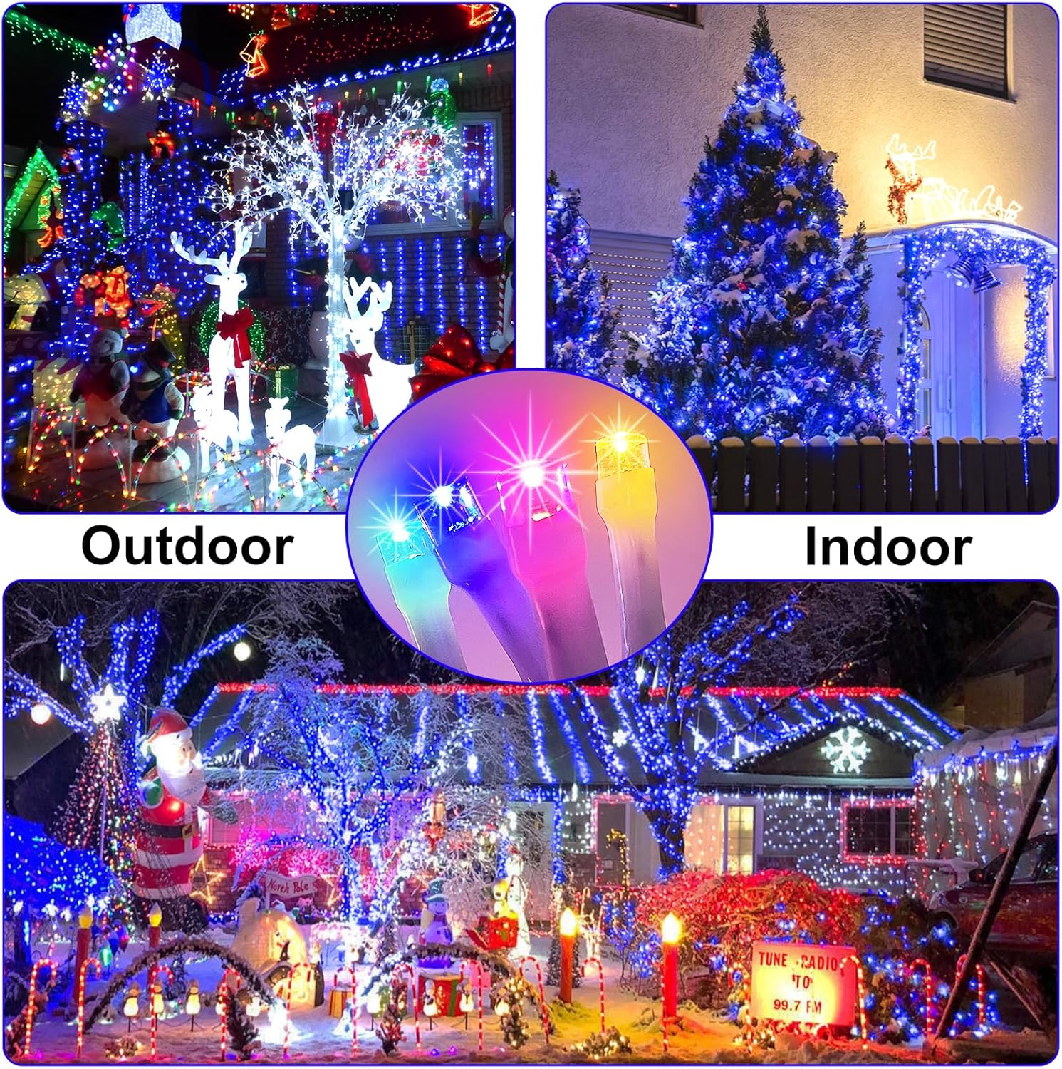 FLVOECN 1200 luces LED de Navidad de 392 pies, decoración al aire libre, 8 modos y temporizador de memoria, luces de Navidad con enchufe remoto,