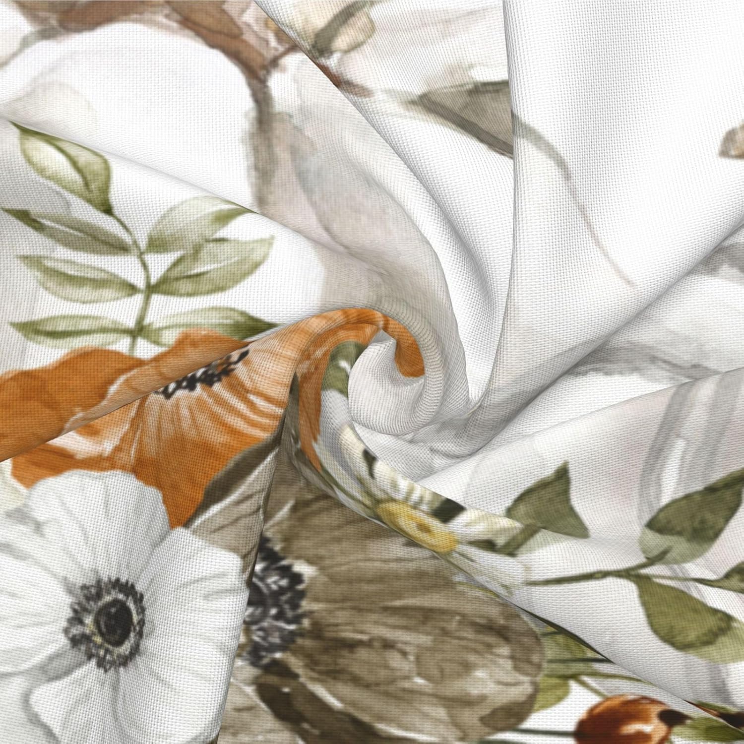 Juego de 2 fundas de almohada decorativas de otoño de 16 x 16 pulgadas, diseño de calabazas grises y blancas, flores naranjas, cosecha de Acción de