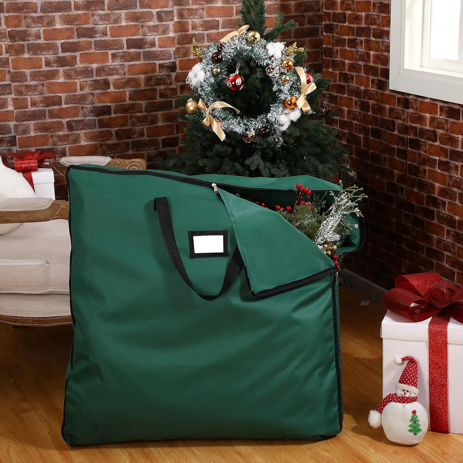 Paquete de 2 bolsas de almacenamiento para árbol de Navidad, contenedor grande de almacenamiento para árbol de Navidad de 6 pies con ventana