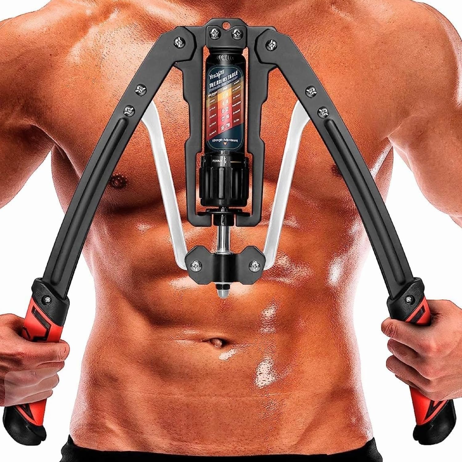 Yes4All Twister – Ejercitador de brazo ajustable de 22 a 440 libras de potencia hidráulica para hombres, expansor de pecho en casa, entrenamiento de