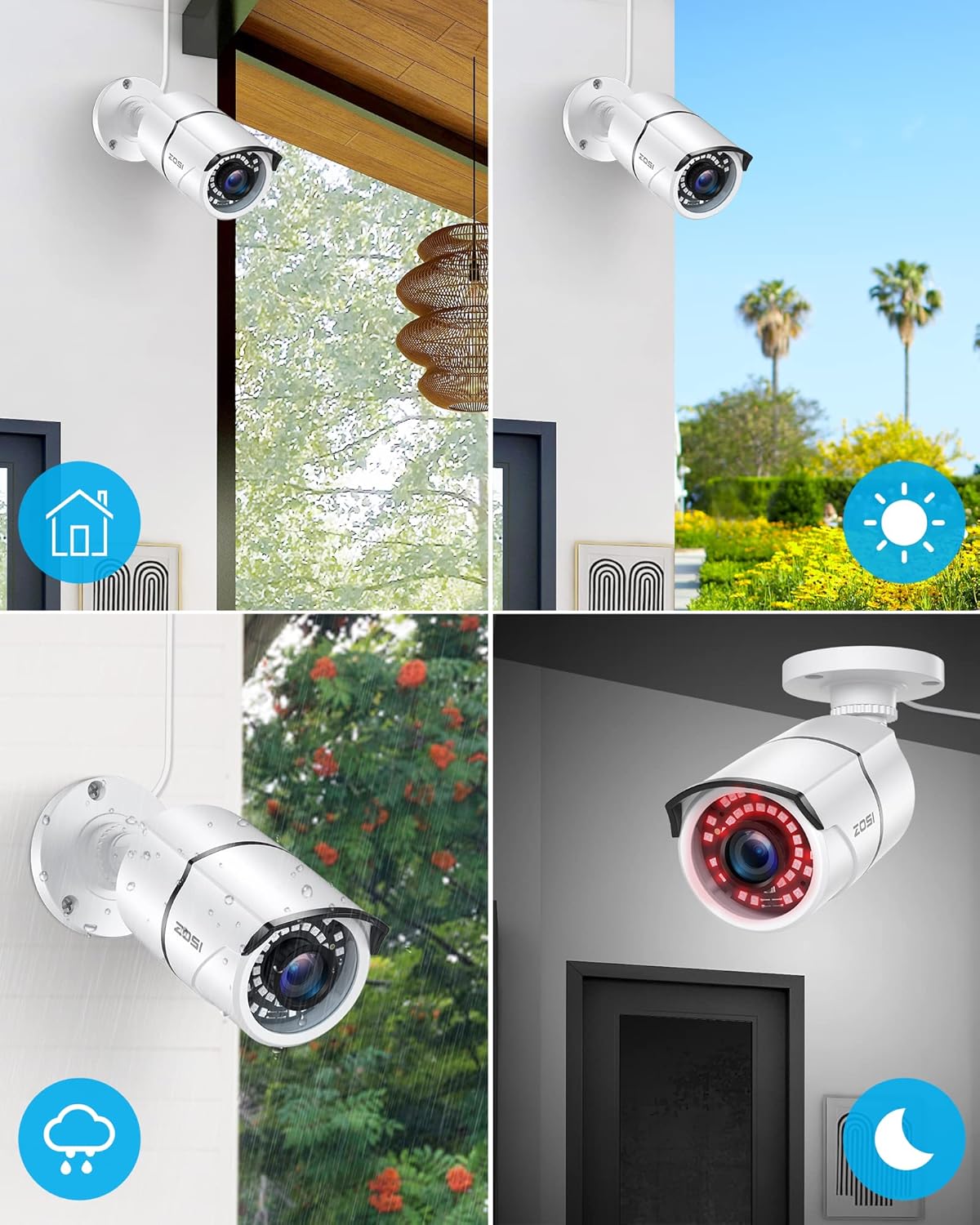 ZOSI ZG2615E – Cámara de seguridad impermeable POE de 5MP con visión nocturna para sistema de vigilancia de alimentación a través de Ethernet en