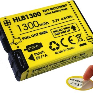 Nitecore HLB1300 Paquete de batería recargable USB-C para faros UT27, HA13 y calcomanía de linterna de burbujas Nitecore HLB1300 Paquete de batería recargable USB-C para faros UT27, HA13 y calcomanía de linterna de burbujas