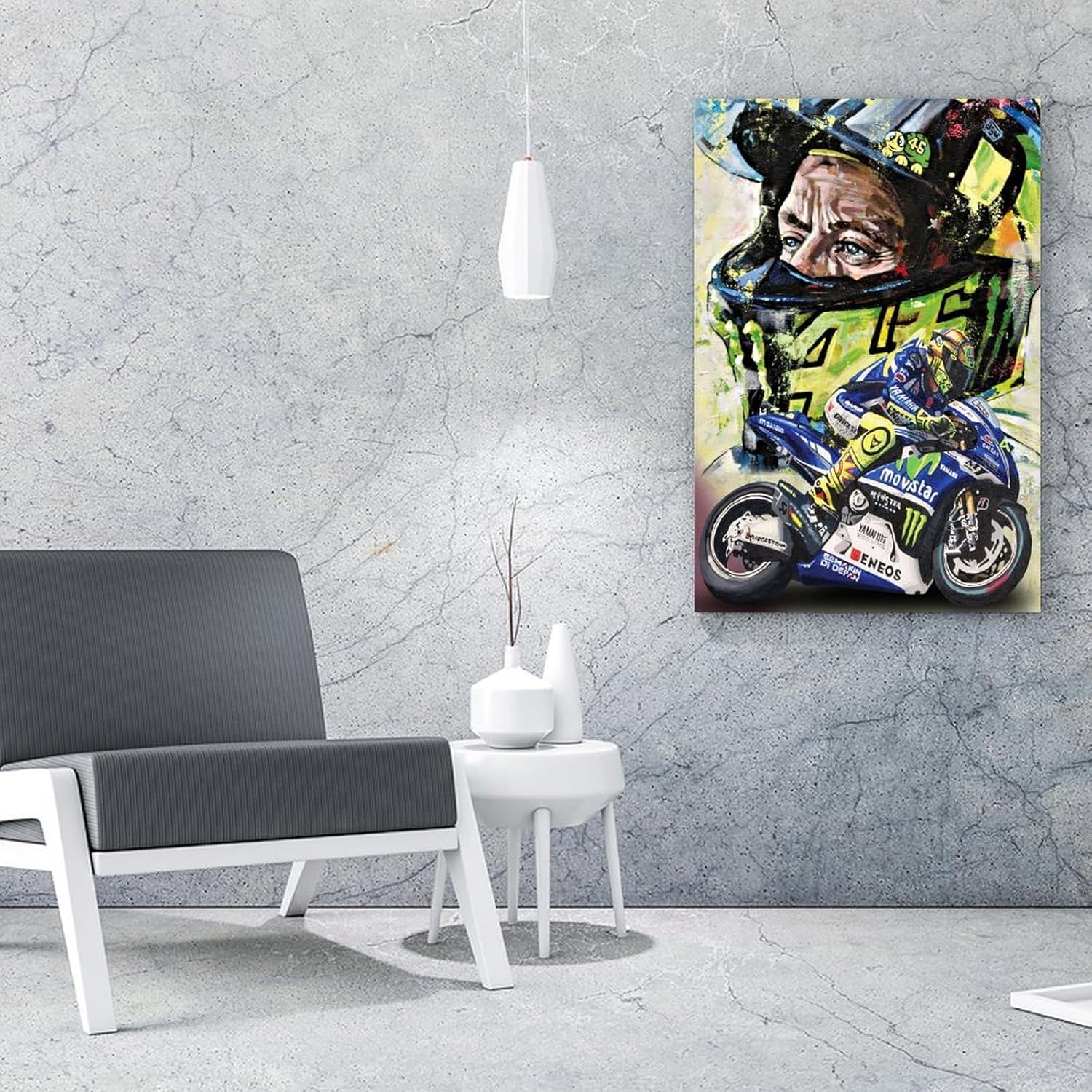 AAHARYA Valentino Rossi – Póster artístico famoso corredor de motociclismo, decoración de pared (10), pintura en lienzo, póster de arte de pared