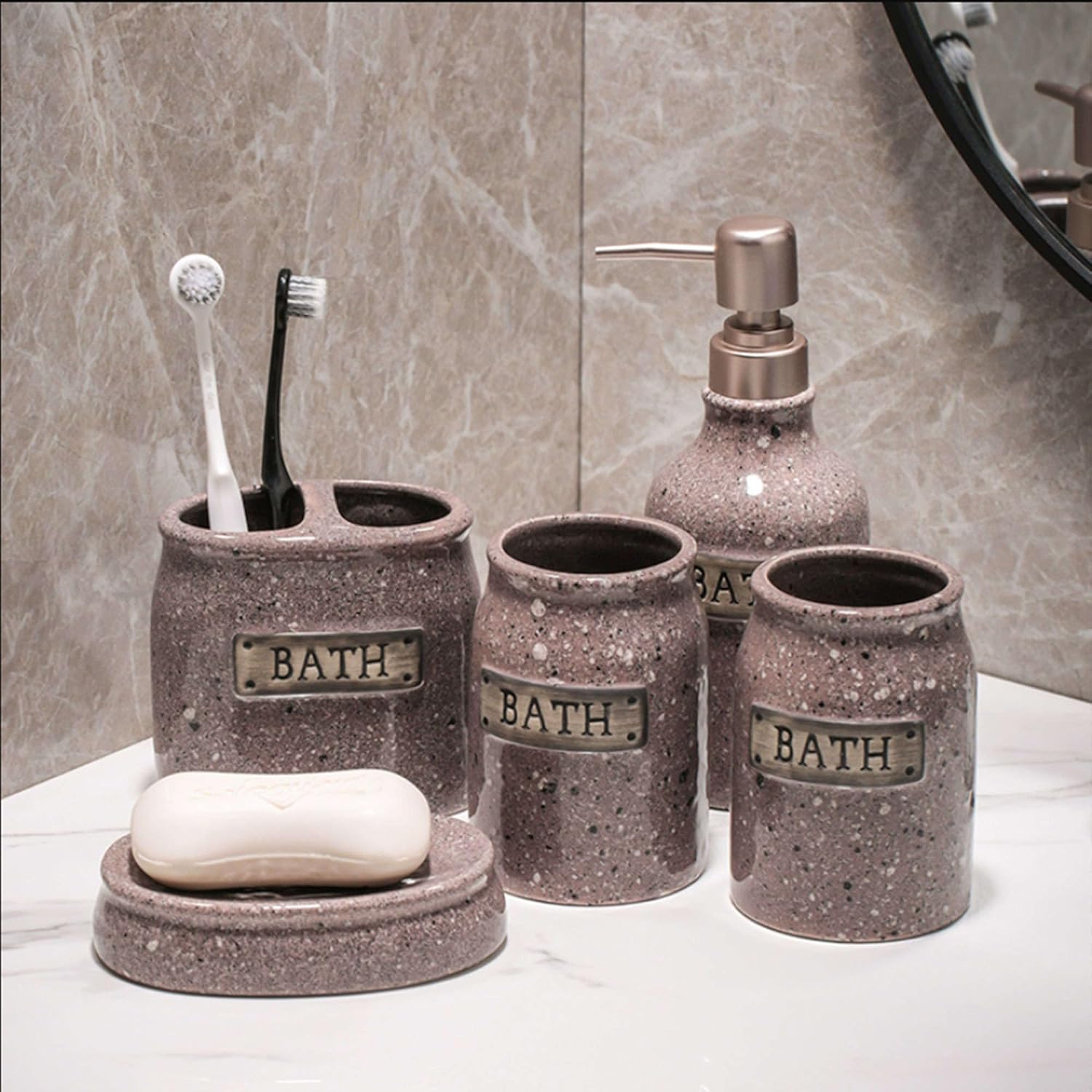 Dispensador de jabón de vidrio con bomba amplia, juegos de accesorios de baño de cerámica completos, accesorios para Baño, elegante decoración