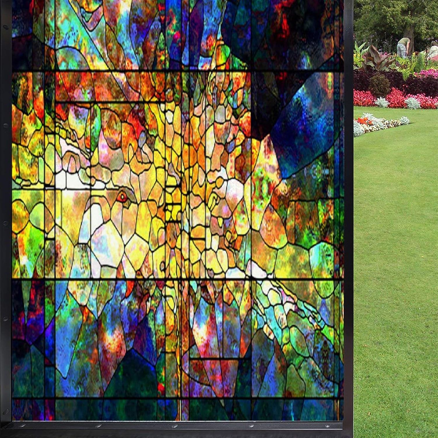 Película de privacidad para ventana, vitrales, adhesivos coloridos para ventana, película de privacidad de ventana con bloqueo de calor, película de