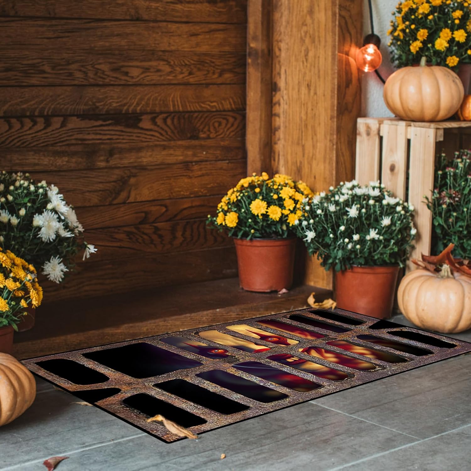 Tapete para puerta de Halloween, tapete de bienvenida de payaso de terror, tapete antideslizante para entrada delantera, decoración del hogar de