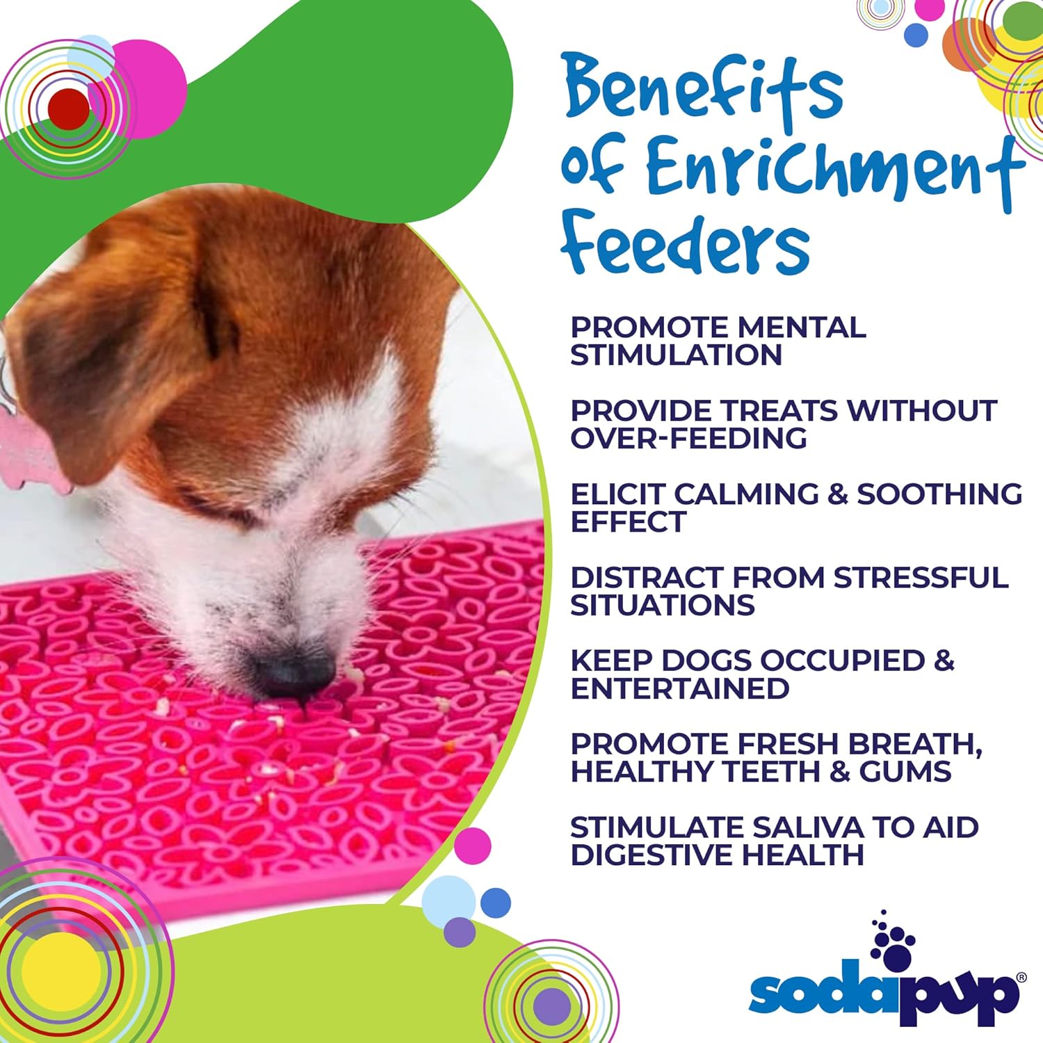 SodaPup Flower Power eMat – Comedero duradero para lamer fabricado en Estados Unidos con goma no tóxica, segura para mascotas, segura para alimentos