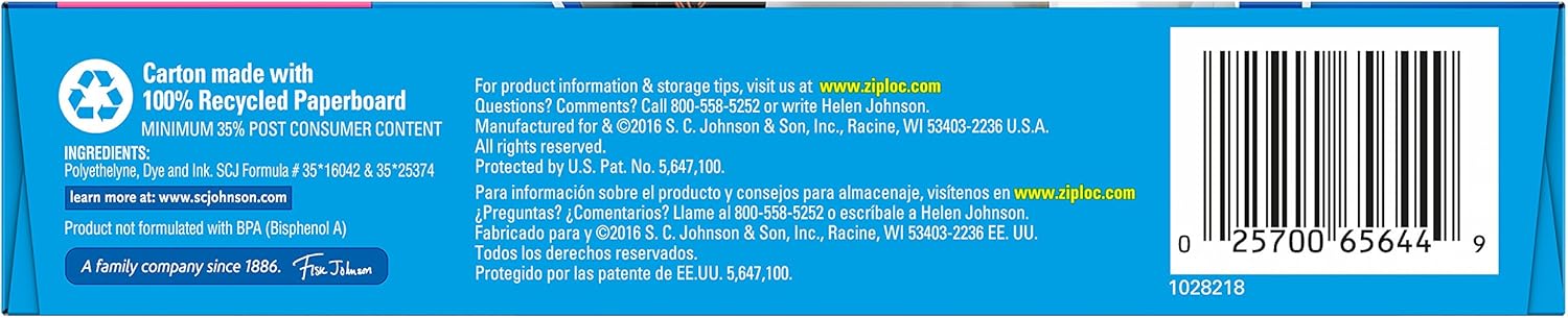 Ziploc Bolsas de almacenamiento, doble cierre de cremallera y parte inferior expandible, extra grandes, 4 unidades, bolsa grande