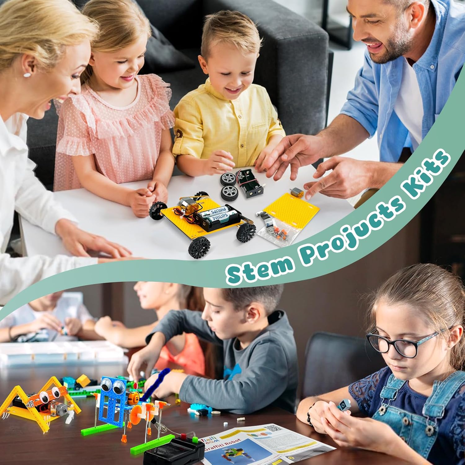 Ailiaili Juego de 6 proyectos STEM para niños de 8 a 12 años, kits de ciencia electrónica para niños de 6 a 8 años, juguete robótico de ingeniería