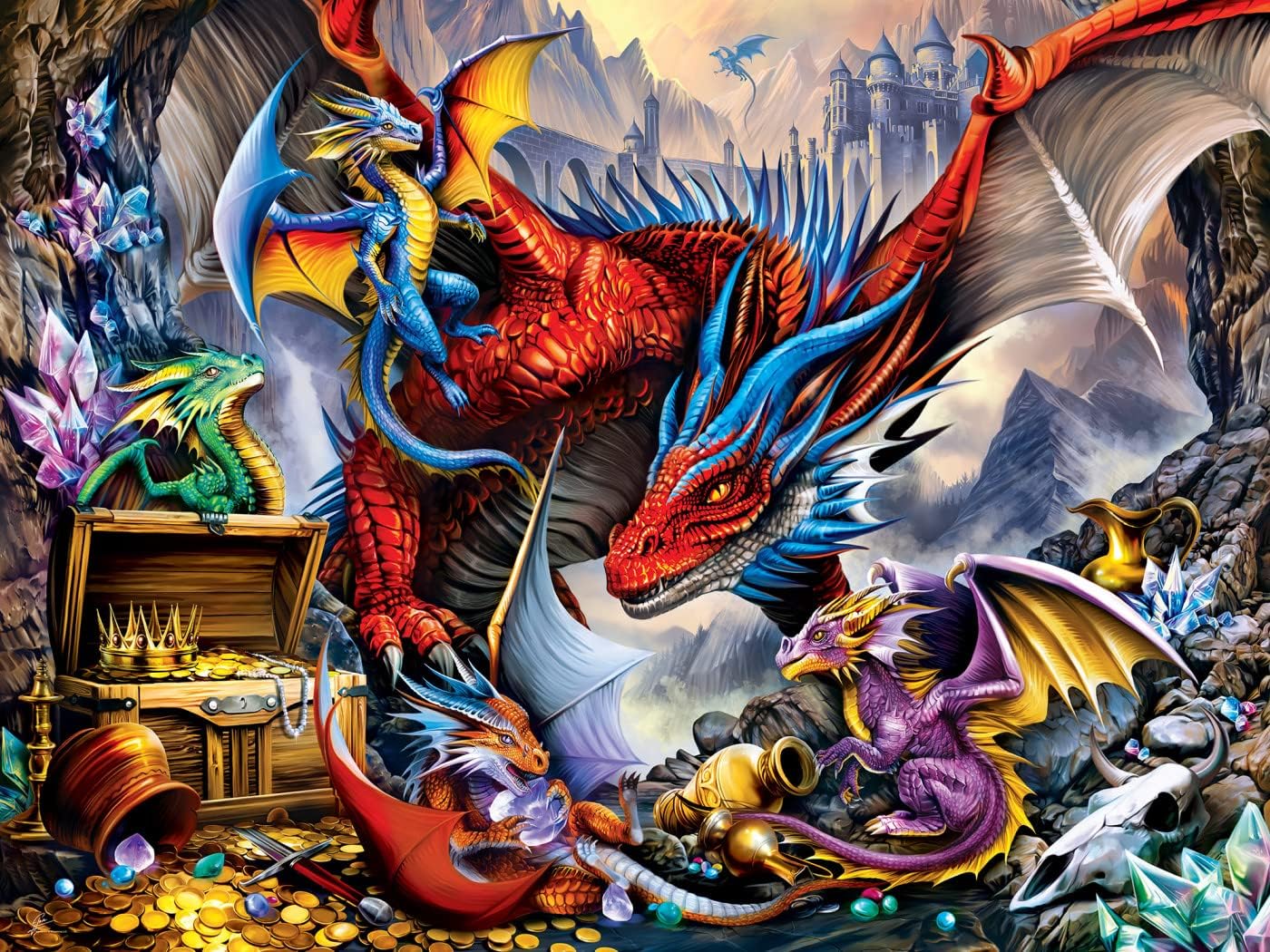 MasterPieces Rompecabezas EZ Grip de 300 piezas  Horda del Dragón  18 x 24 pulgadas